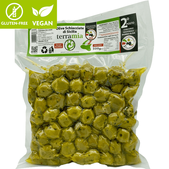 Olive verdi schiacciate condite - Dolce Vita Shop - Terramia - Olive