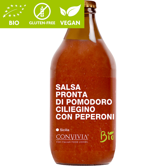 Salsa pronta di pomodoro ciliegino con peperoni Biologico - Dolce Vita Shop - Convivia - Sugo