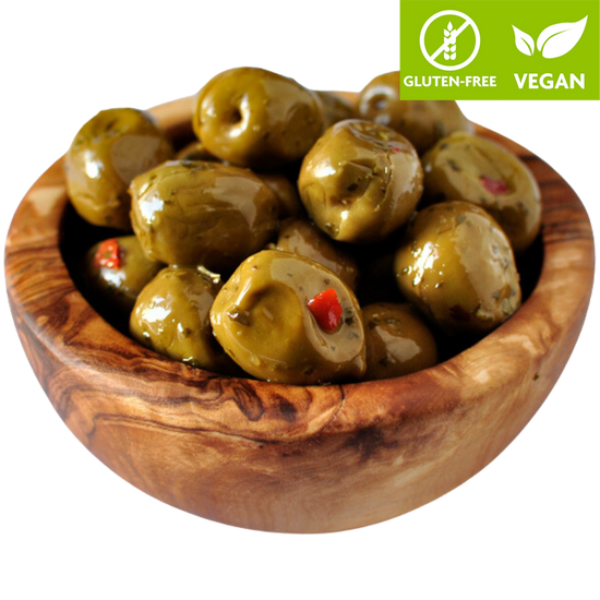 Alivi Cunzati: Olive verdi schiacciate condite