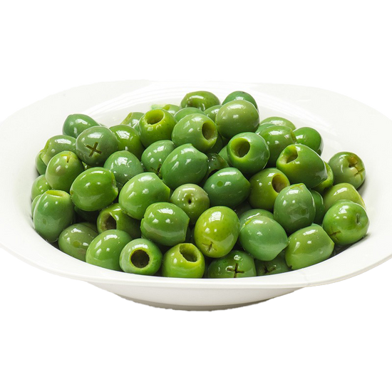 Seasoned pitted green olives