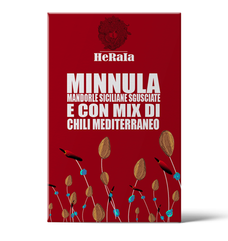 Würzige Minnula – sizilianische Mandeln geschält und mit einer Mischung aus mediterranem Chili
