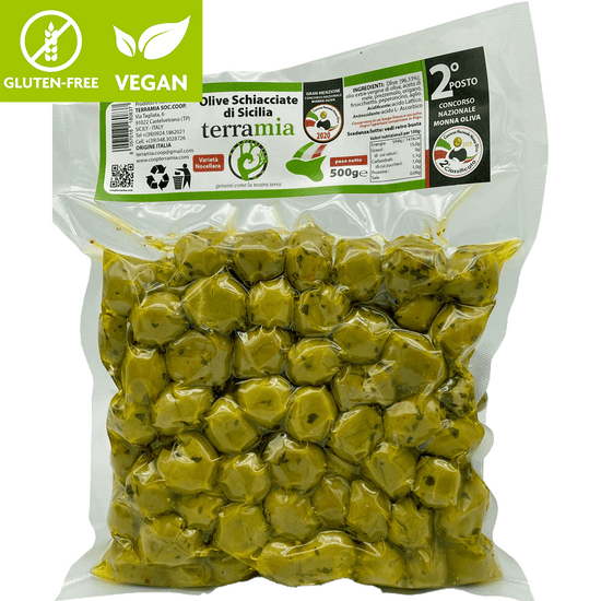 Olive verdi schiacciate condite - Dolce Vita Shop - Terramia - Olive
