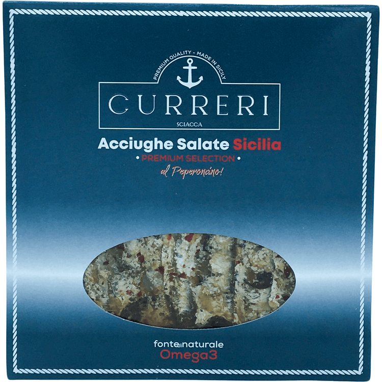 Acciughe salate di Sicilia al Peperoncino - Dolce Vita Shop - Curreri - Pesce