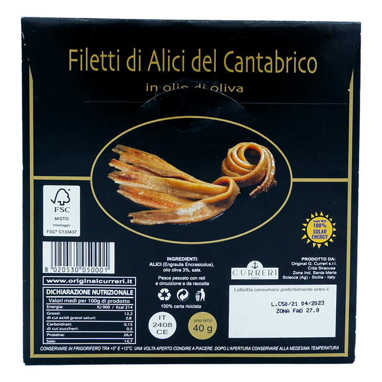 Filetti di alici del Cantabrico in olio d&